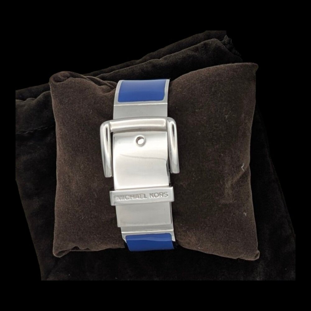 Michael Kors Epoxy Buckle Bangle Blue/Silver MKJ2875 - Picture 4 of 6